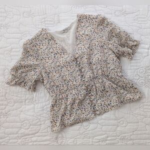 Madewell Silk Floral Peplum Top